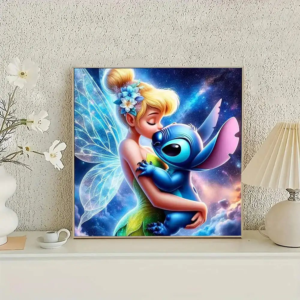 مجموعات الطلاء الماسي من ديزني تينكر بيل ستيتش حجر الراين صورة كرتونية 5D فن التطريز الكامل للبالغين