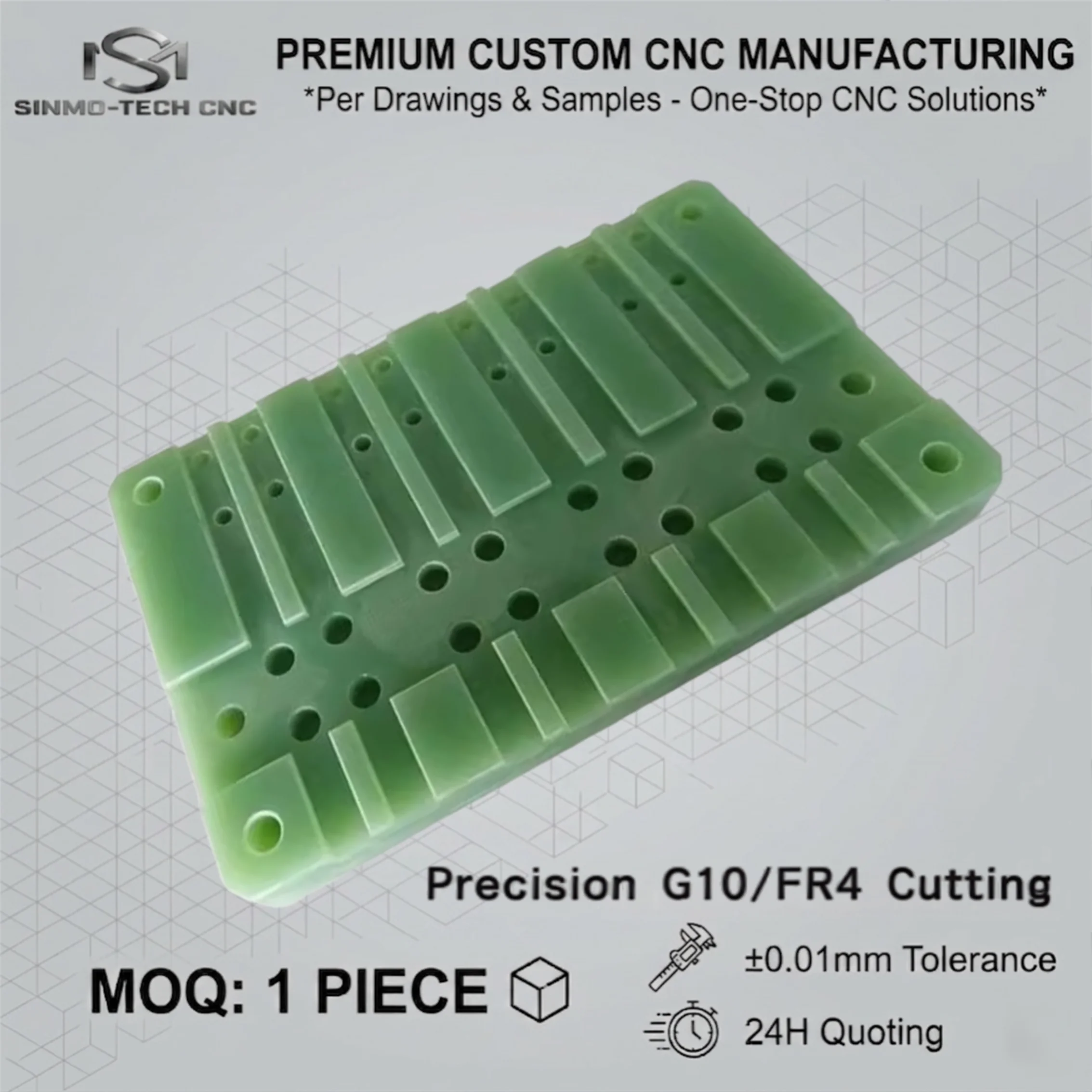 Custom CNC FR4 G10 Machining Electrical Insulation Spacer Sheet Flame Retardant Epoxy Glass Fiber Components 1pc
