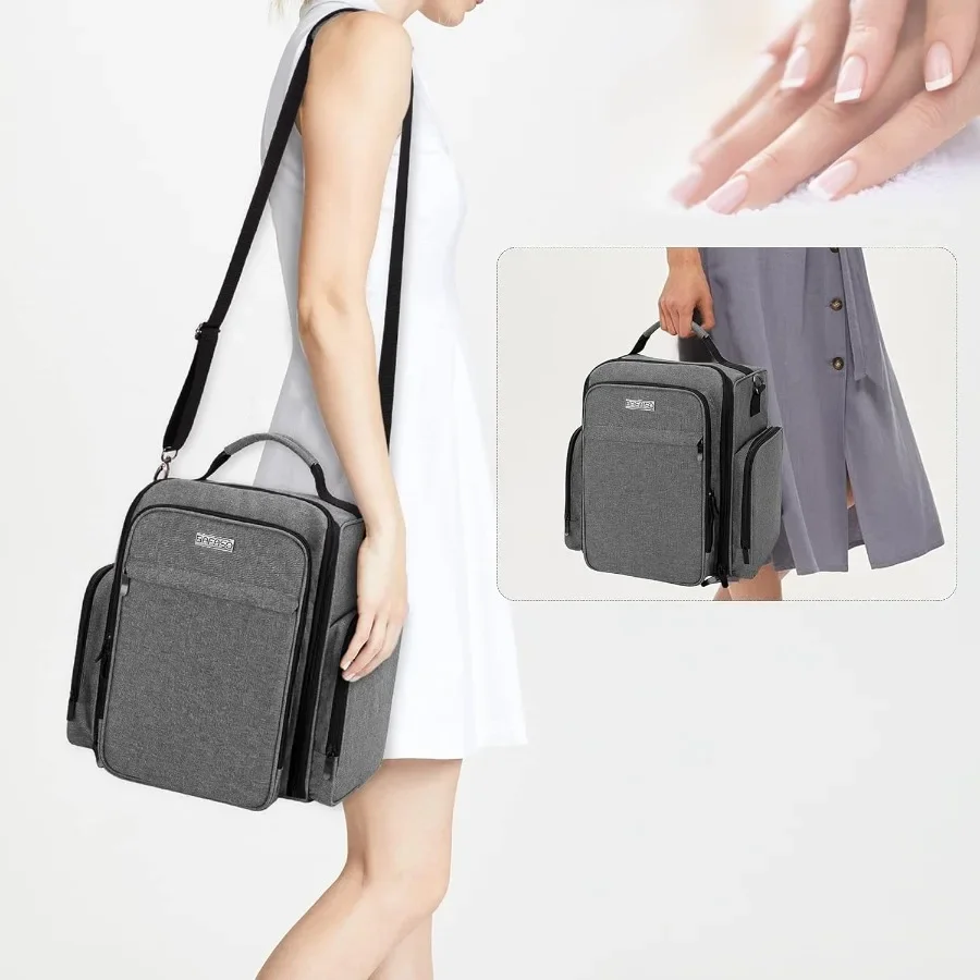 Large Nail Polish Organizer with Patented Design Holds Up to 48 Bottles 15ml 0.5 fl.oz Includes Removable Pouches and Multiple