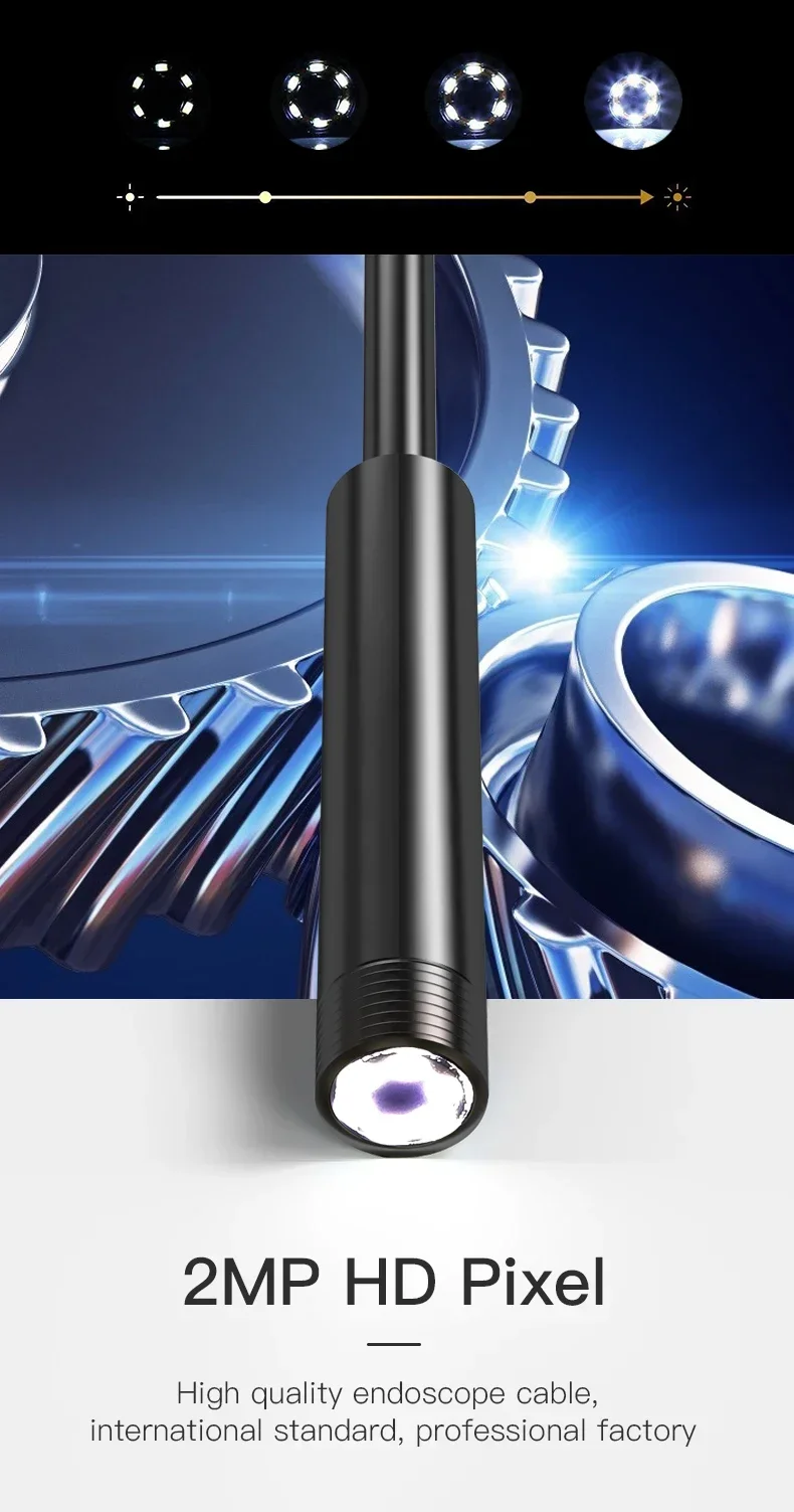 Y101 3 في 1 Micro-usb Usb و Type-c 8mm 10M كابل صلب منظار محمول USB Android المنظار