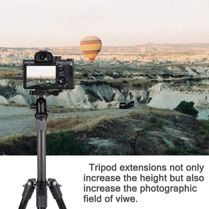 Extendable Carbon Fiber Tripod Extension Pole 2-Section Rod Max Height 32cm/12.6in 1/4 Inch Screw for Tripods & Monopods