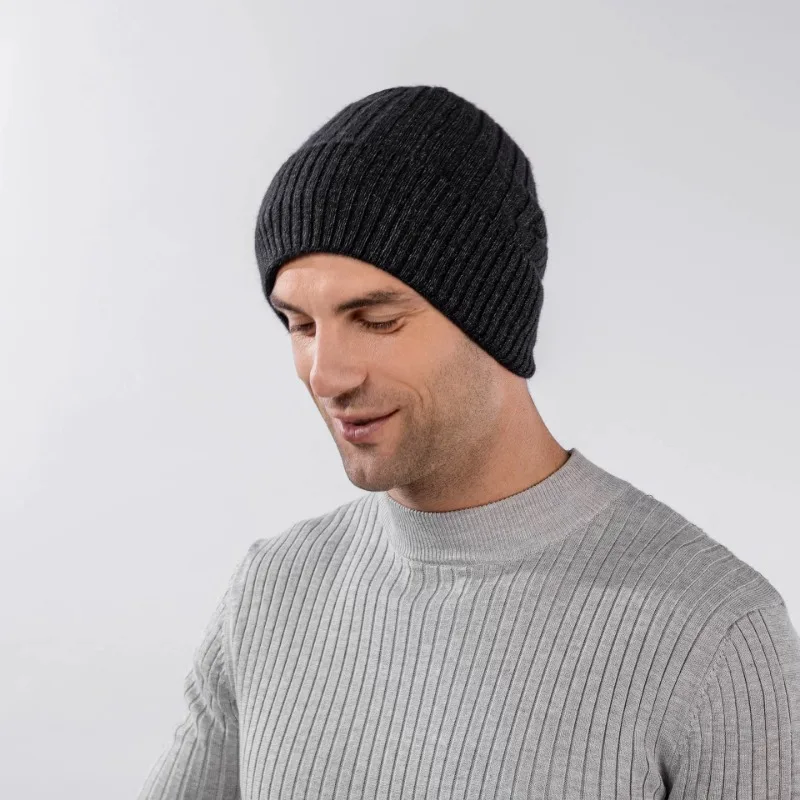 Super Large Size 66cm Wool Blended Knitted Hats Men Keep Warm Winter Beanies Piled Thickened Toand Large Size Cold Skullies Cap