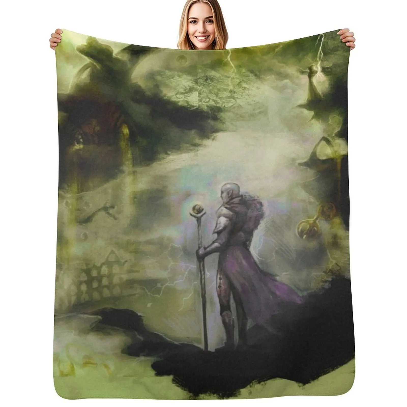 Here Lies the Abyss Throw Blanket Soft Solid Color Blanket for Couch Bed
