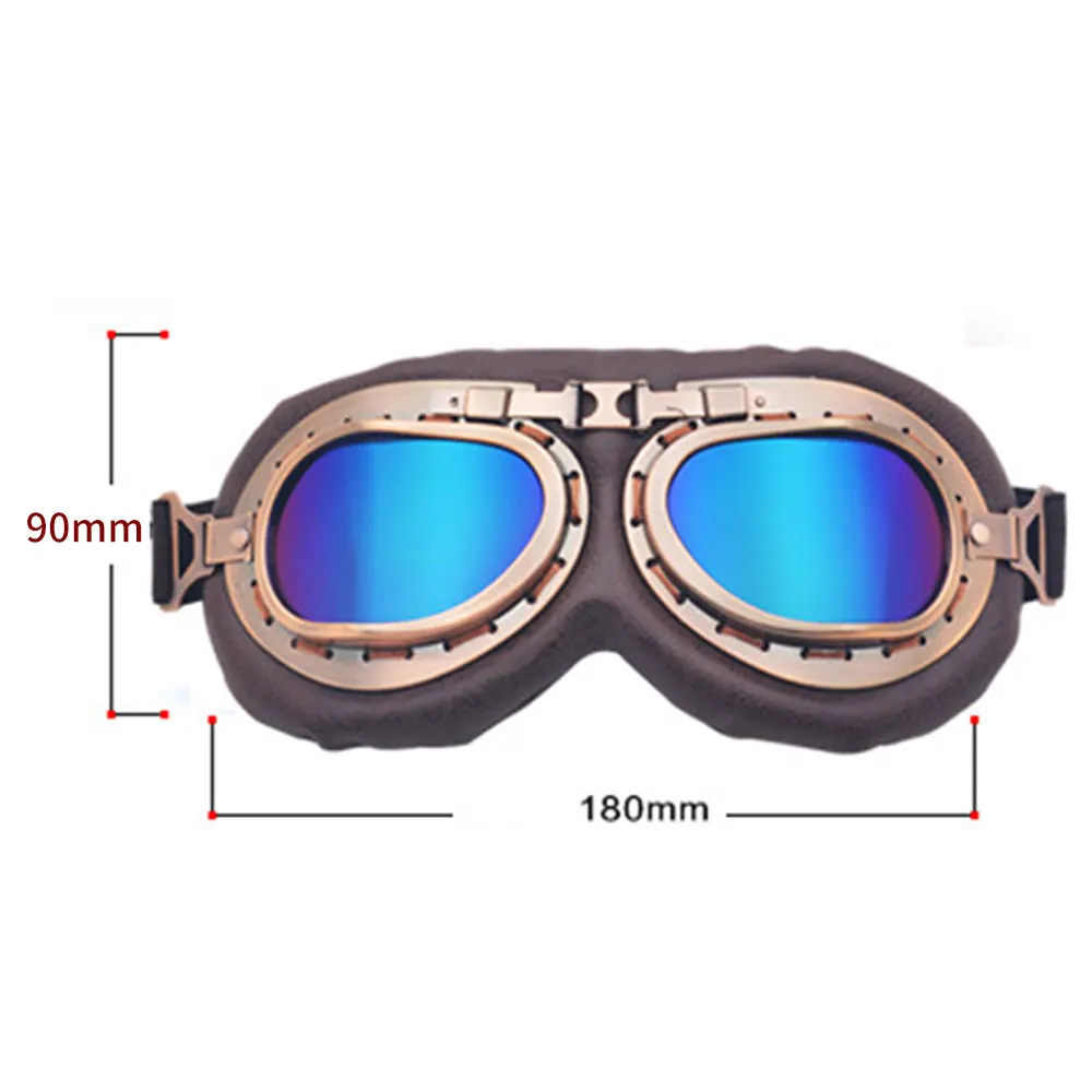 Retro Motorcycle Goggles Protective Gear Glasses Vintage Moto Classic Goggles for Harley Pilot Steampunk ATV Bike Copper Helmet image 3
