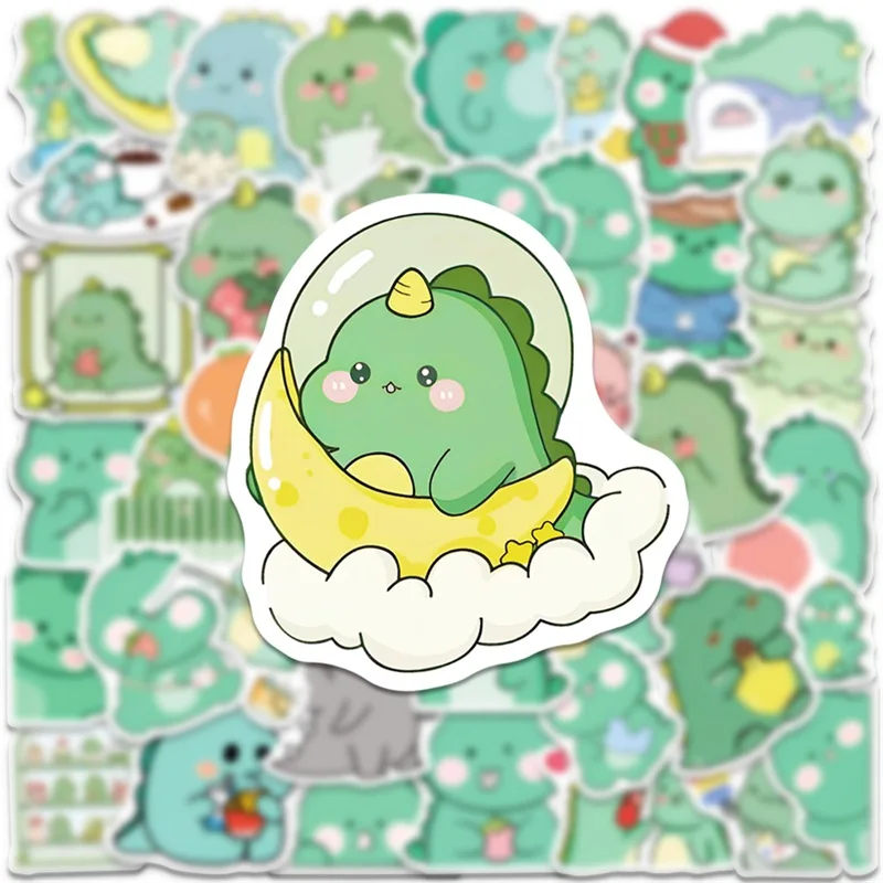 10/30/50PCS Kawaii Green Dinosaur PVC Sticker Aesthetic Korean Children\'s Decoration Scrapbooking Stationery School Supplies