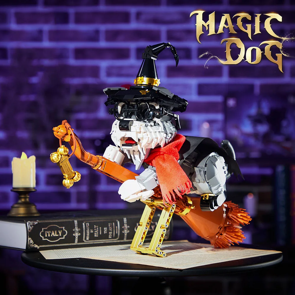 

Идея, блоки для животных, строительные наборы, наборы моделей волшебной собаки, игрушки, строительные кирпичи, волшебник, шнауцер, коллекция со светом для подарков