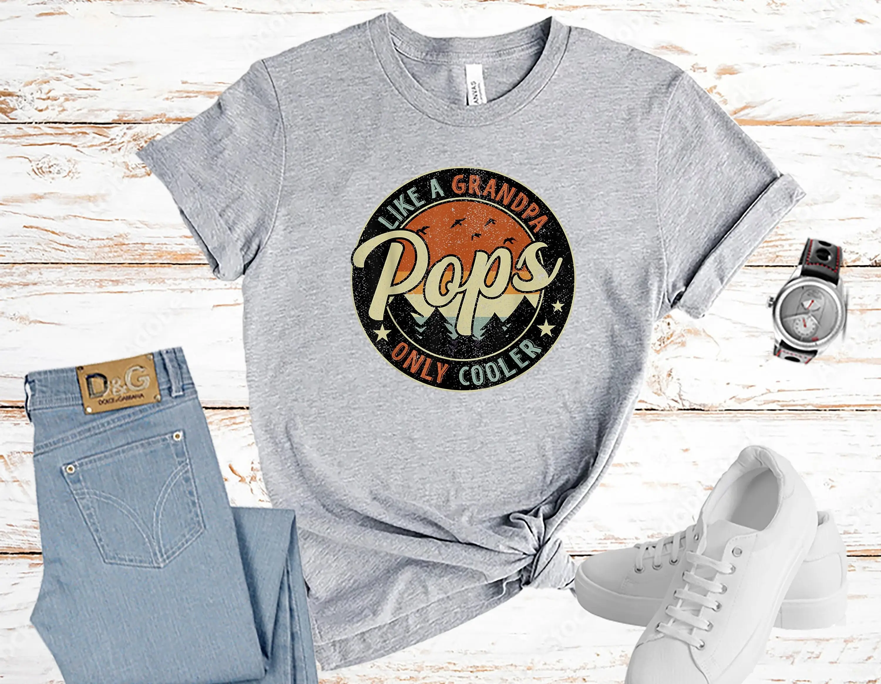 Pops T Shirt Like A Grandpa Only Cooler Cool Best Ever Funny Fathers Day