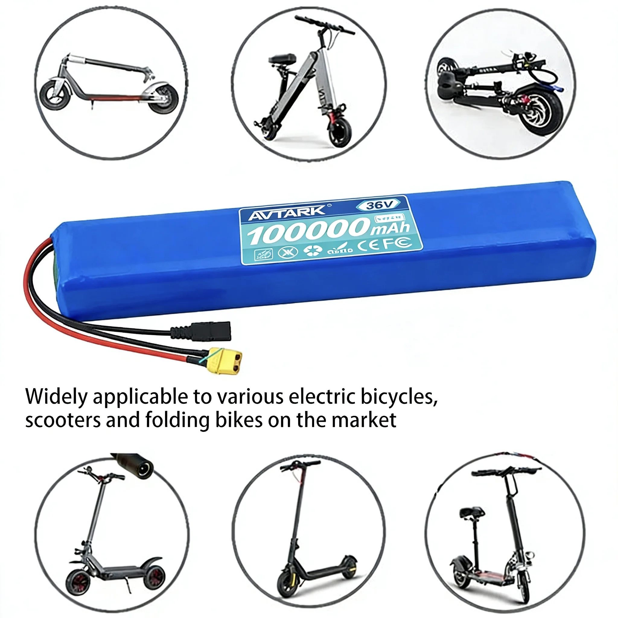 

36V 100Ah 18650 Li-ion Battery Pack 10S3P 500W High Power For Modified Electric Bicycle Scooter EV Rechargeable Battery with BMS