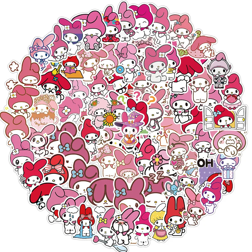 

10/30/50/100pcs Kawaii Pink My Melody Cartoon Stickers Cute Sanrio Anime Girls Sticker Toy Phone Notebook Guitar Graffiti Decals