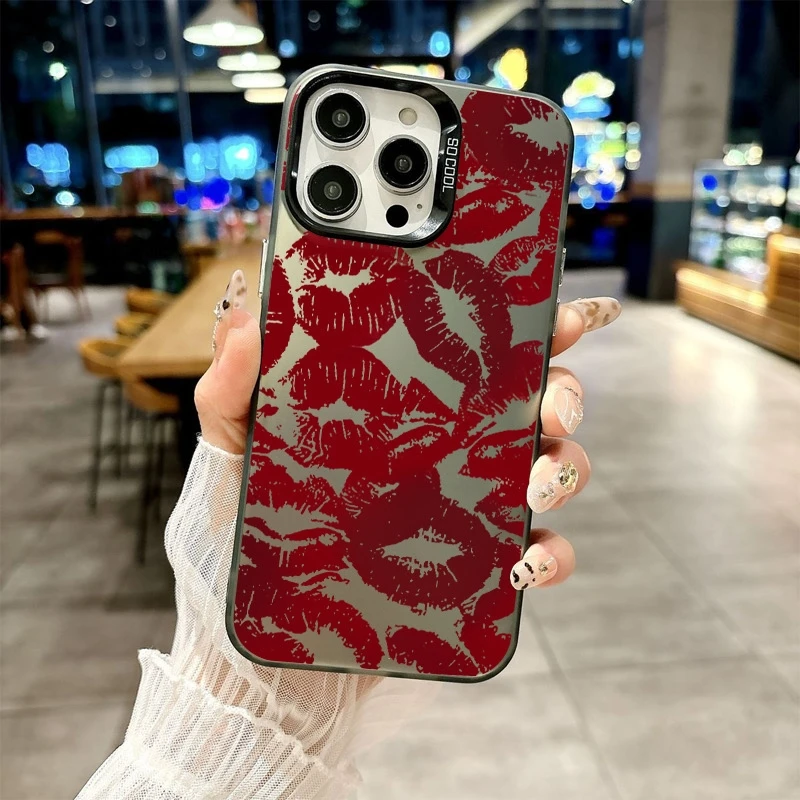 Pattern Phone Lips Case for iPhone 17 Pro Max 16e 16 15 14 13 Air 12 11 8 7 Plus Shockproof Cover 