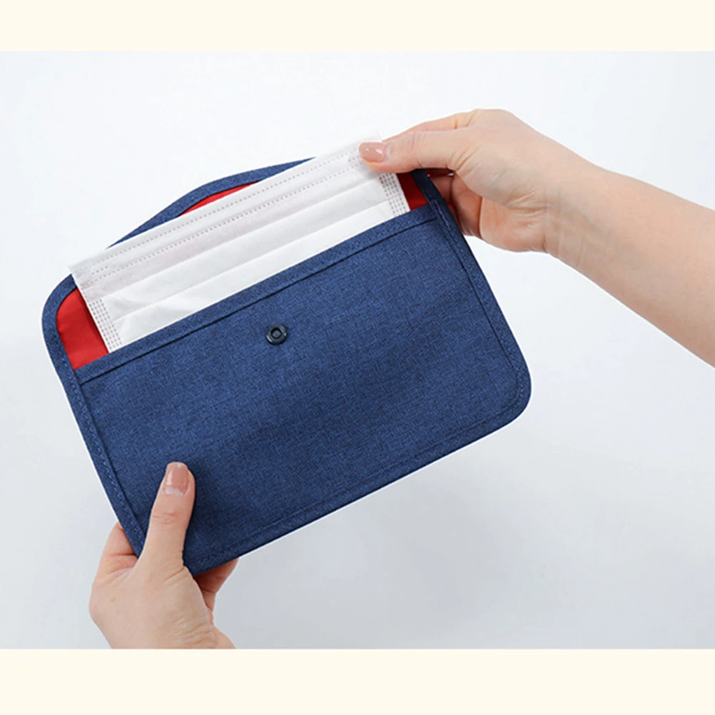 

Portable Storage Bag With Buckle Large Capacity Lightweight Organizer For Office School Includes 2 Small Pockets Used Masks