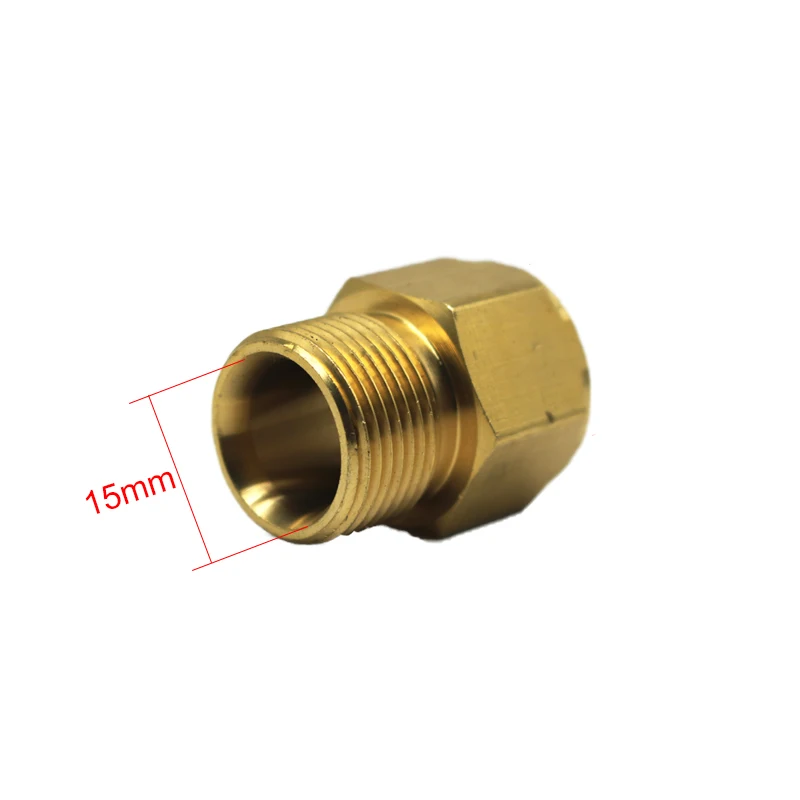 High pressure cleaner adapter M22 14Mm Famale to M22 15Mm male thread brass connector nozzle for cleaning gun hose