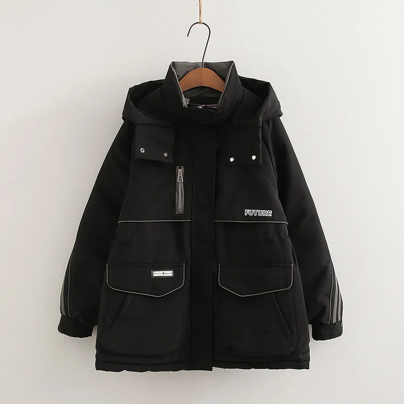 [즉시 배송] 고품질 여성 겨울 두꺼운 따뜻한 면 재킷 여성 파카 허리 조임 깃털 면 숏 재킷