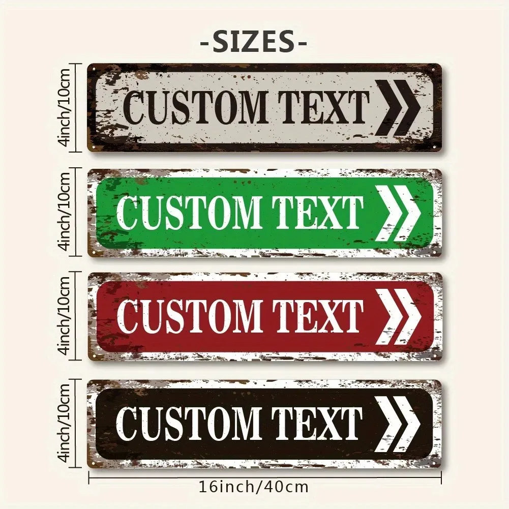 1pc 2D Flat Custom Personalized Text Wall Plaque Rustic Worn Green Arrow Aluminum Sign Weatherproof Vintage Bar Decor Only For D