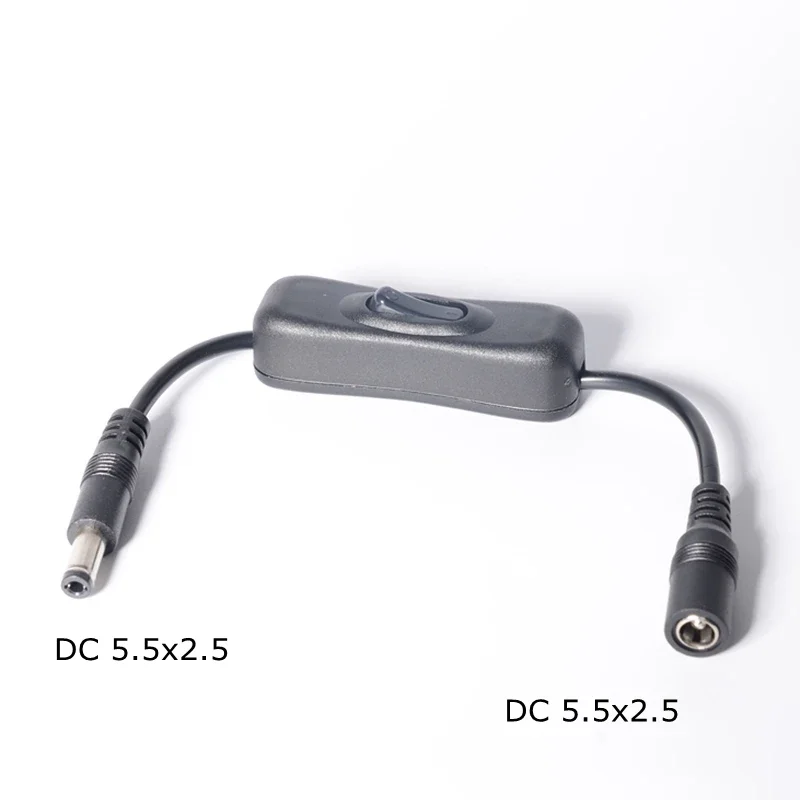 Interruptor liga/desliga em linha com cabo de alimentação macho fêmea 5.5x2.5mm conector dc interruptor de fio jack 5v 12v 24v para luz de tira led cctv