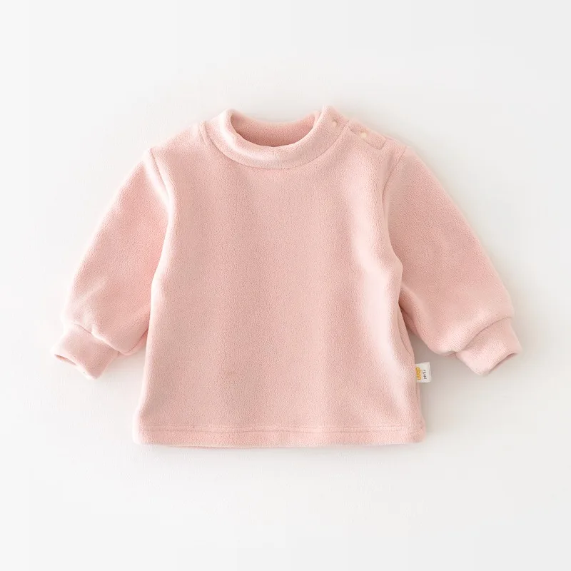 بدلة أطفال للخريف والشتاء مع ملابس زحف سميكة من القطيفة للفتيات برقبة دائرية قطعة واحدة قطع علوية من القطيفة دافئة #6