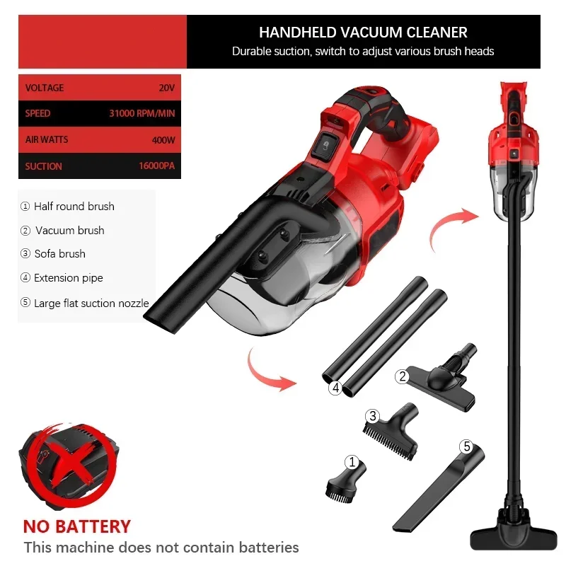 Brushless Handheld Vacuum Cleaner Cordless Home Floor/Carpet/Car/Pet Hair Clean for Milwaukee Battery