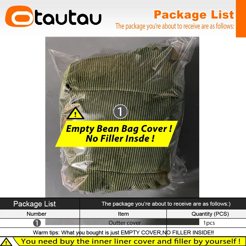 OTAUTAU Corduroy Bean Bag Cover SF324【No Filler Inside! You Need To Buy Filler By Yourself !】