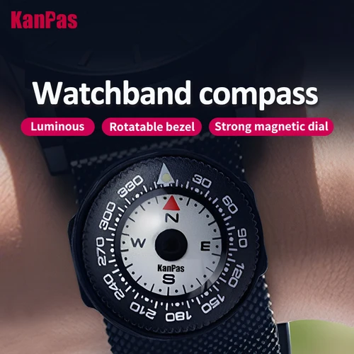 Imagen 2 del producto Mini brújula de mapa de botones KanPas con bisel giratorio/brújula de correa de reloj/brújula luminosa potente A-18-LH