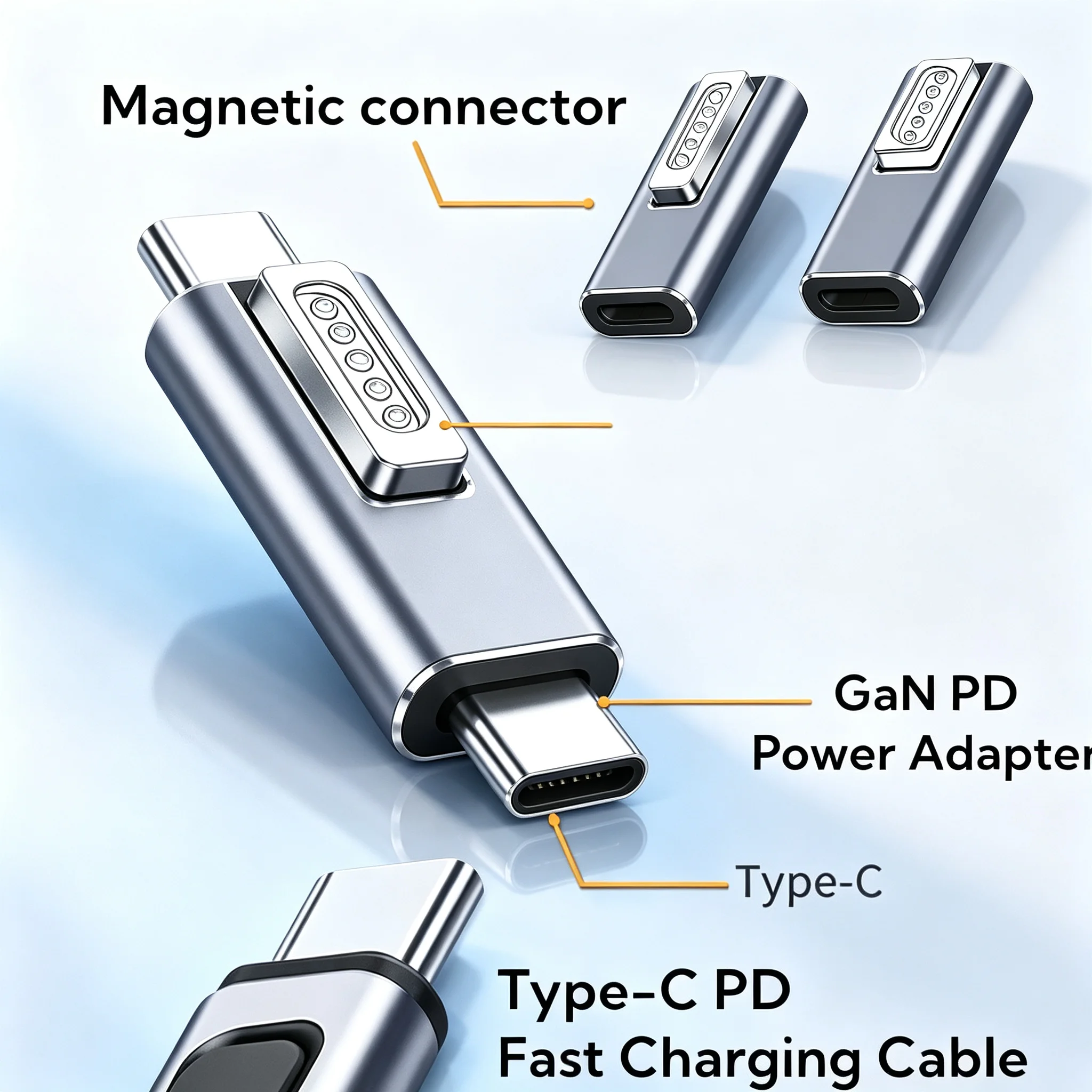 USB-C PD Fast Charging Adapter, Type-C Female to L-tip T-tip Connector for MacBook Pro Laptop Power Supply