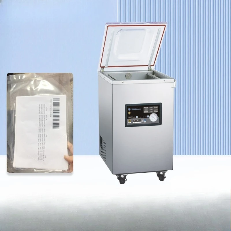 Vacuum plastic sealing machine for vertical bill vouchers financial system