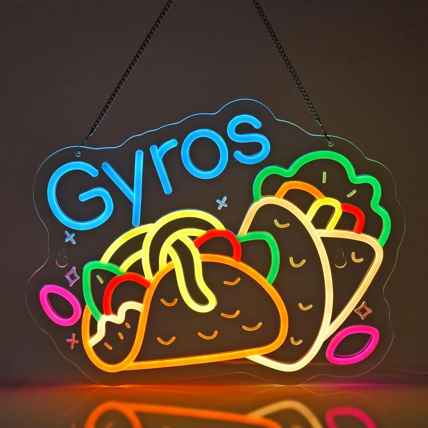 

Gyros Neon Sign USB LED Light for Greek Restaurant Gyro Shop Deli Food Market Kitchen Home Decorations neon personnalisé Gift