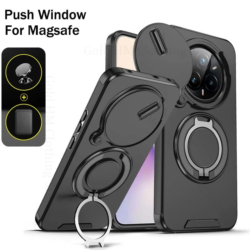 

Slide Window Protector Hybrid Armor Cases For Oppo Realme 15 Pro Magnetic Stand Holder Ring Heavy Duty Cover Realme 14 Pro Plus