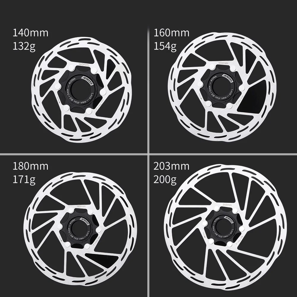 IIIPRO Bicycle Center Lock Disc Brake Rotor 140mm/160mm/180mm/203mm Road Bike Disc Brake Rotor With Lock Ring bike brake pads