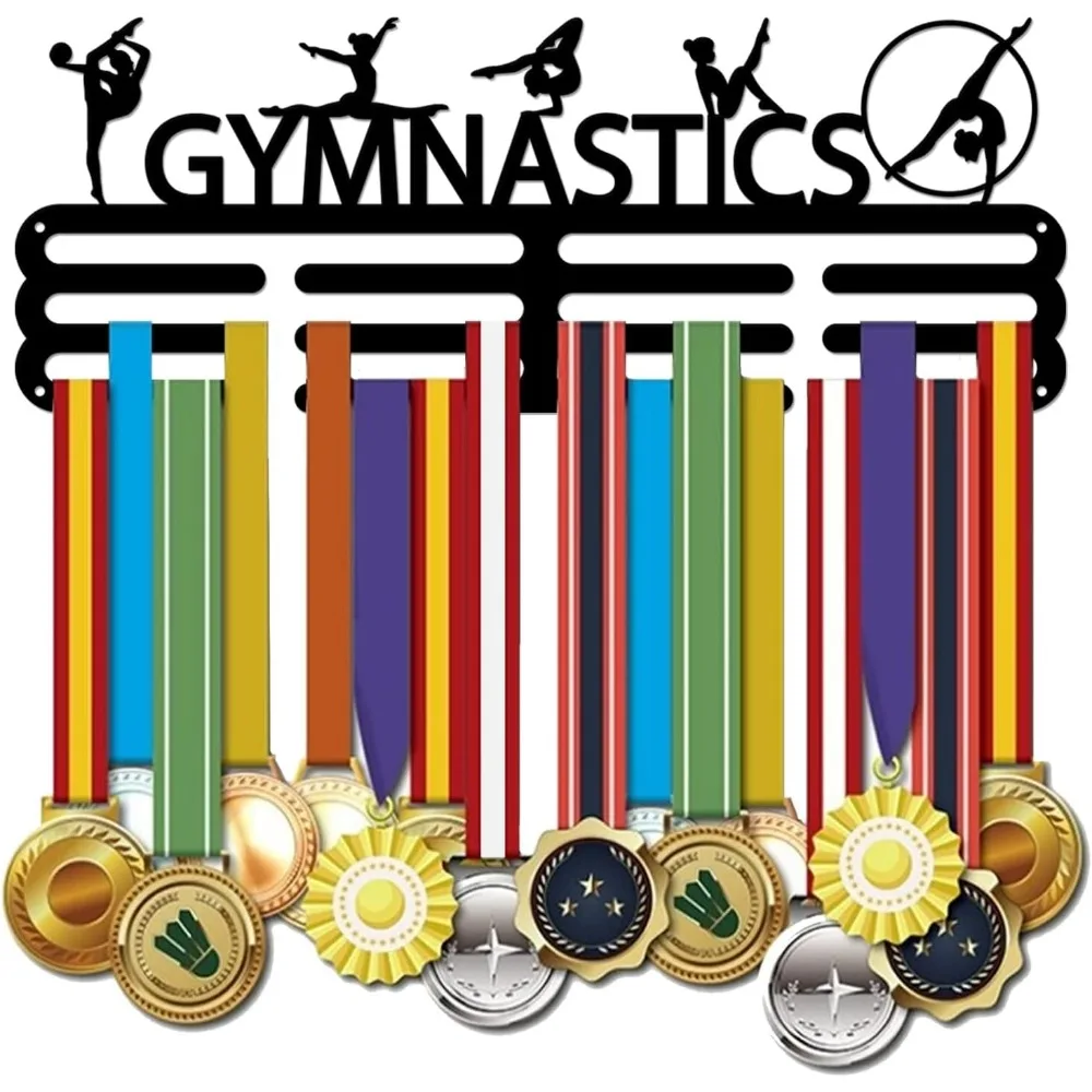 Gymnastics Medal Display Hanger 5 Artistic Figure Gymnastics Sports Medal Holder Iron Medals Display Rack Wall Mounted Multiple