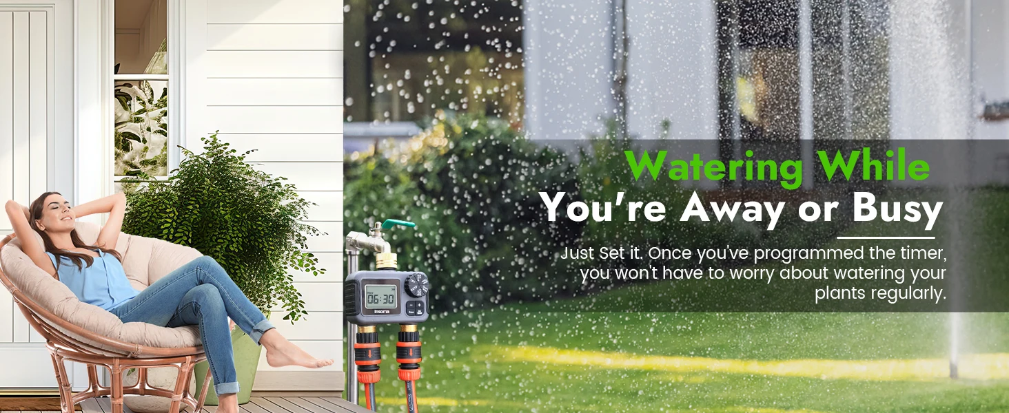 Dual Outlets Smart Irrigation Bewässerungssystem Automatischer Wassertimer Sprinkler Wasserhahn Schlauch Programmierer für Garten im Freien – Detail 10