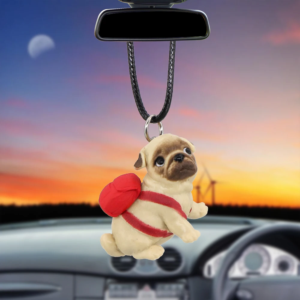 

Adorkable Knapsack Dog Car Pendant Hanging Ornaments Automobiles Rearview Mirror Suspension Decoration Accessories Auto Gifts