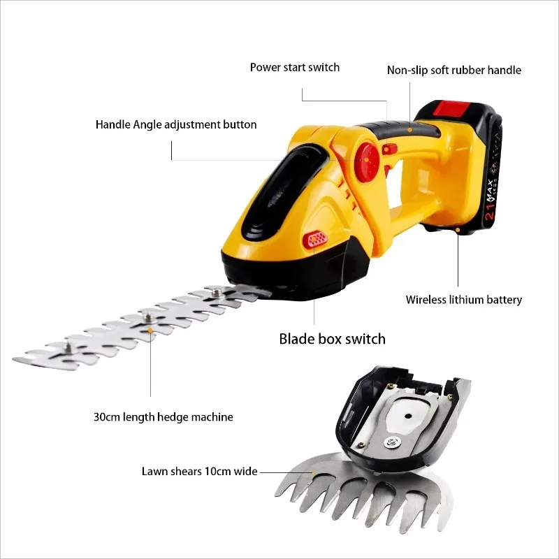 

Ручной триммер с беспроводной зарядкой для забора, электрический маленький триммер для живой изгороди, многофункциональный триммер, портативный триммер с литиевой батареей для дома