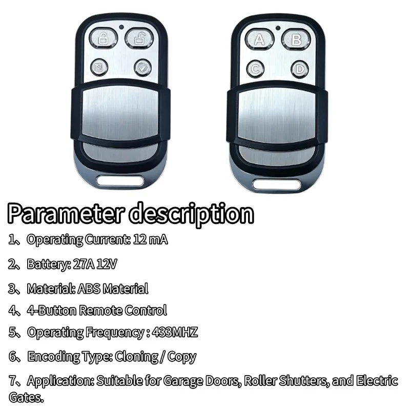 433MHz Fixed Code Remote Control 4 Channels Gate Opener Handheld Transmitter view 5