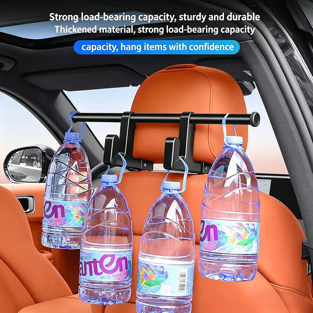 Universal Car Back Seat Headrest Hanger Double Hooks Multifunctional Storage Rack for Handbag Garment Umbrella All Vehicles