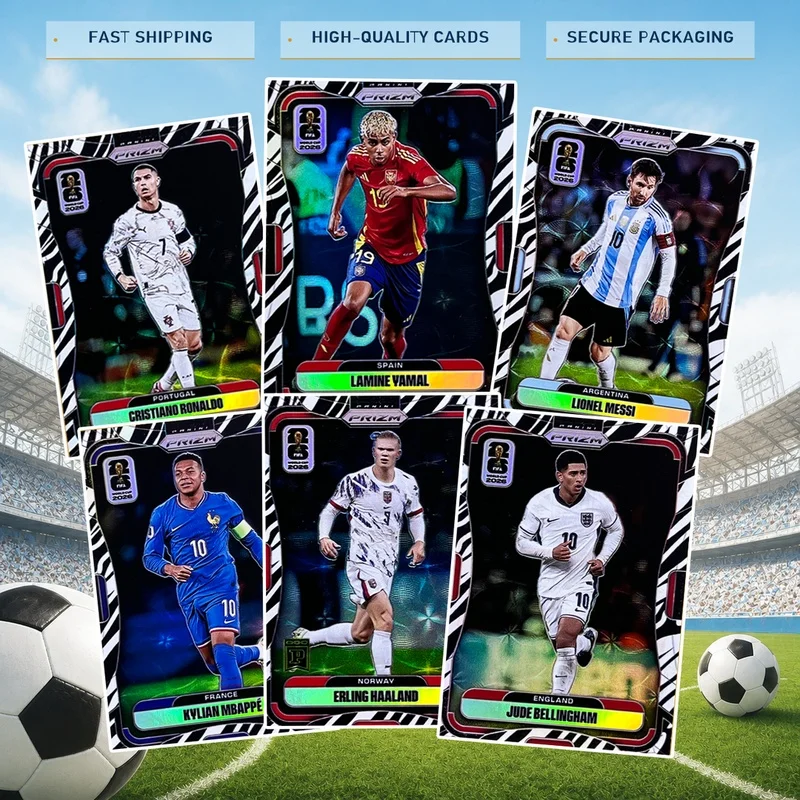 DIY Homemade High-quality Panini Football Collectible Cards Prizms Zebra Cristiano Ronaldo Yamal Messi Haaland Player Cards