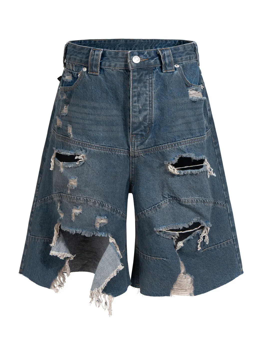 

Мужские джинсовые шорты в парижском стиле, свободного кроя, из денима, с широкими штанинами, повседневные, винтажные, с эффектом потертости, износостойкие, прямого кроя