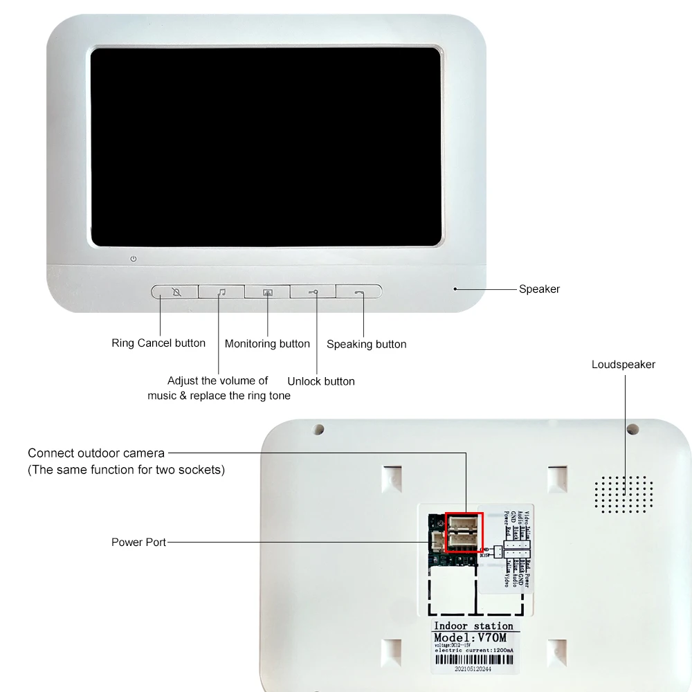 Smart Home 7 ''videocitofono cablato videocitofono videocitofono IR visione notturna citofono bidirezionale per la sicurezza degli appartamenti