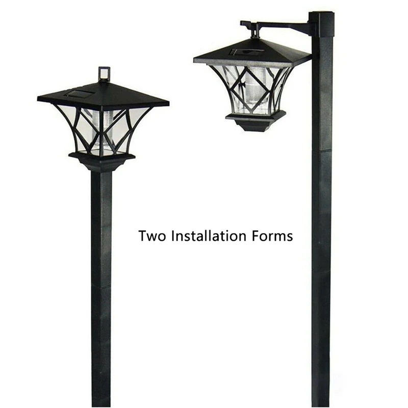 2X 1.5M LED Solar Powered Traditional Garden Lamp Post Lamppost Lantern Light Decor