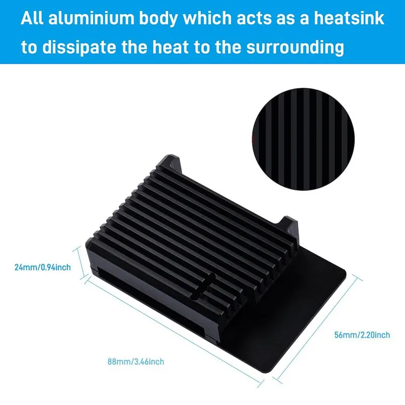 Aluminiowe etui pancerne Raspberry Pi 5 - pasywny radiator chłodzący z taśmami termoprzewodzącymi i nagłówkiem GPIO (Pi 5 4GB/8GB nie są dołączone)