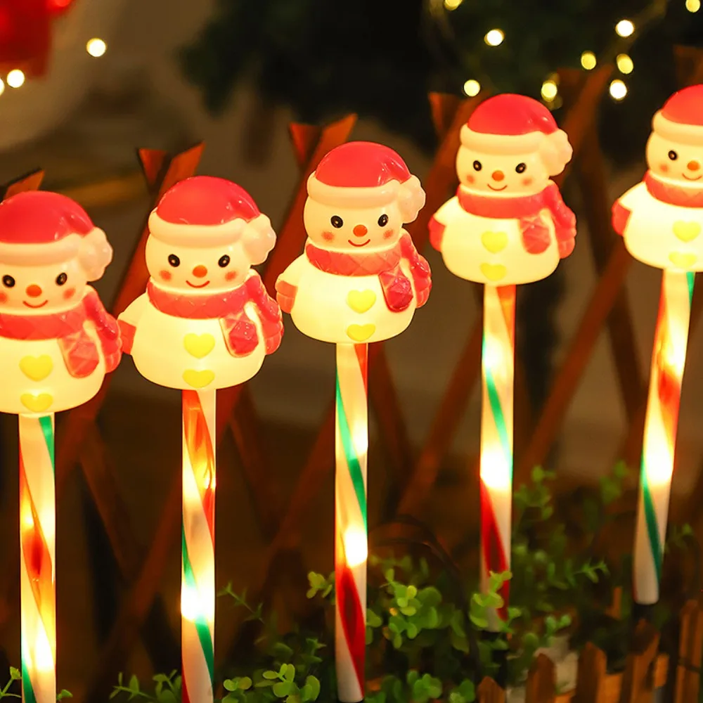 Christmas Snowman Candy Cane Stake Lights, Waterproof LED Santa Claus Pathway Lights, Outdoor Xmas Yard Lawn Garden Decor Lighti