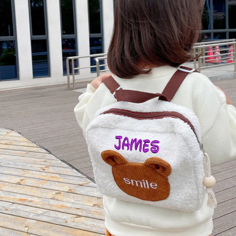 

Personalized Name Cute Little Bear Children's Backpack Versatile Simple Plush Kindergarten Boys and Girls Backpack