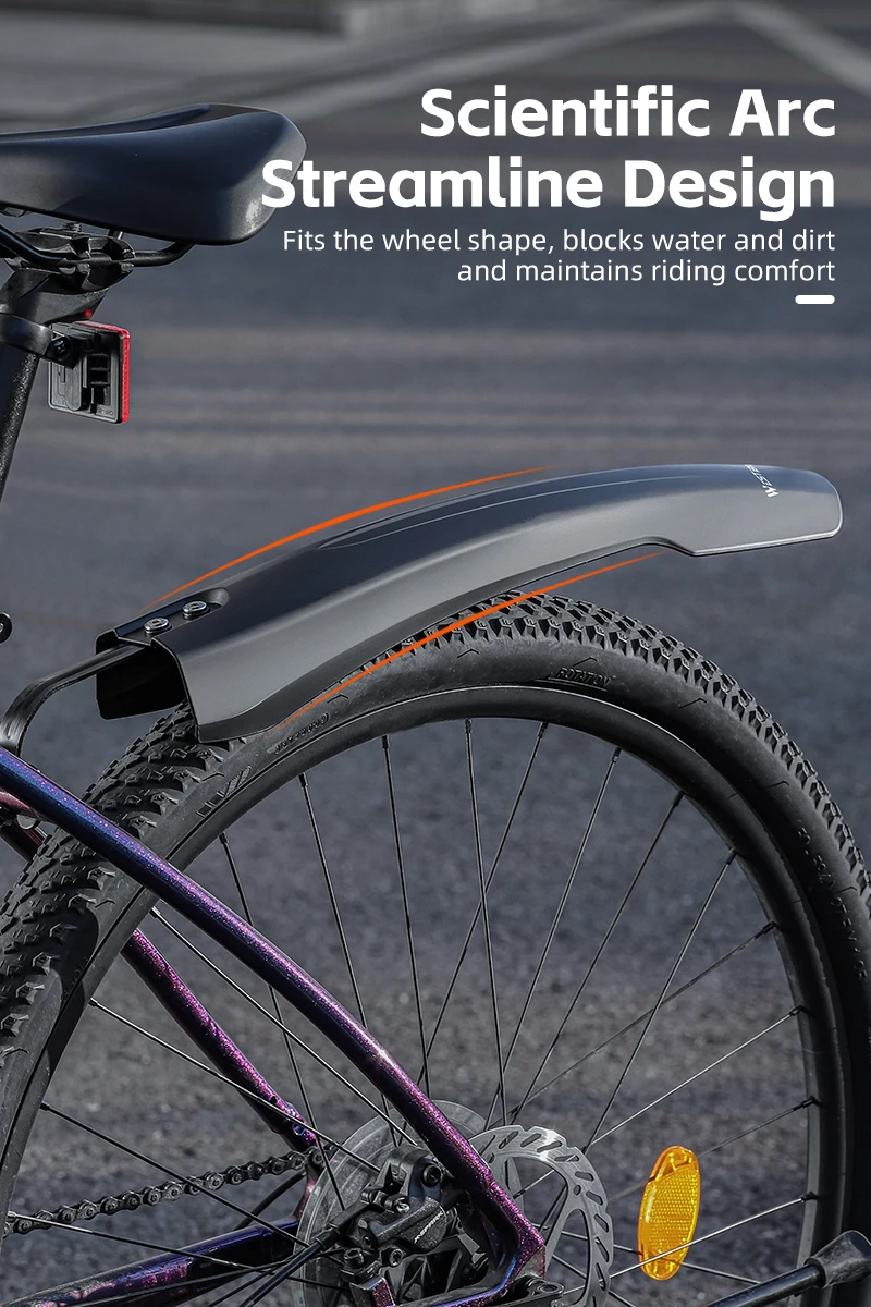 WEST BIKING Mountainbike-Schutzblech-Set 9cm Breiter Bogen Wasserdichte Schutzbleche Schraubbefestigung für 26 27,5 29 MTB Stadtfahrrad-Zubehör – Detail 5