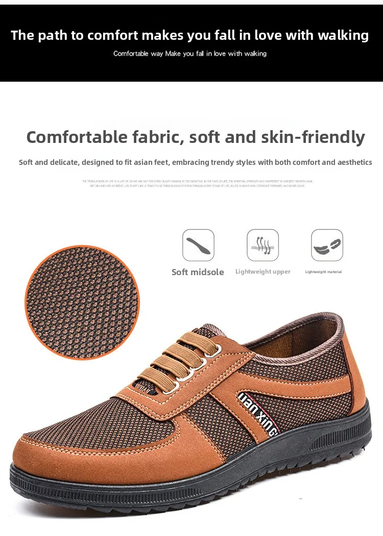 Herren Mesh Freizeitschuhe mit Elastischem Riemen, Weicher Gummisohle, Rutschfest, Atmungsaktiv, für Gehen, Arbeiten und Autofahren – Detail 6