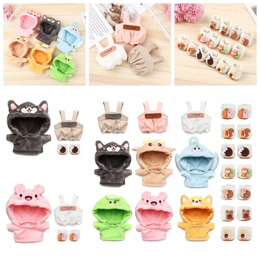 Juego de vestir cambiante, accesorios para muñecas, casa de juego, zapatos de felpa de dibujos animados, pantalones con tirantes, ropa para muñecas, Mini sudaderas con capucha de animales