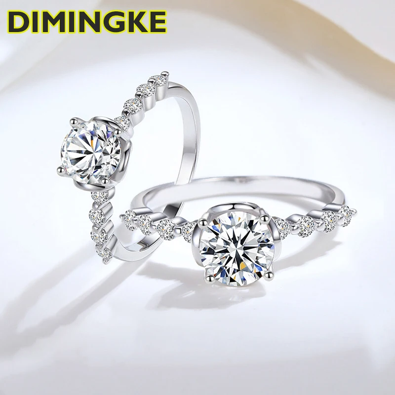 

DIMINGKE 1CT Vintage Silver Ring Free Shipping D Mosonite GRA Certificate Solid S92 Fine Jewelry Women Wedding Party Gift