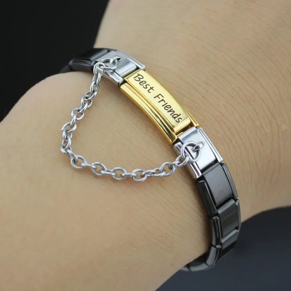 Hapiship New Original Design Stainless Steel 8cm Chain Link Italian Charm Fit 9mm Bracelet Stainless Steel Jewelry Making DJL01