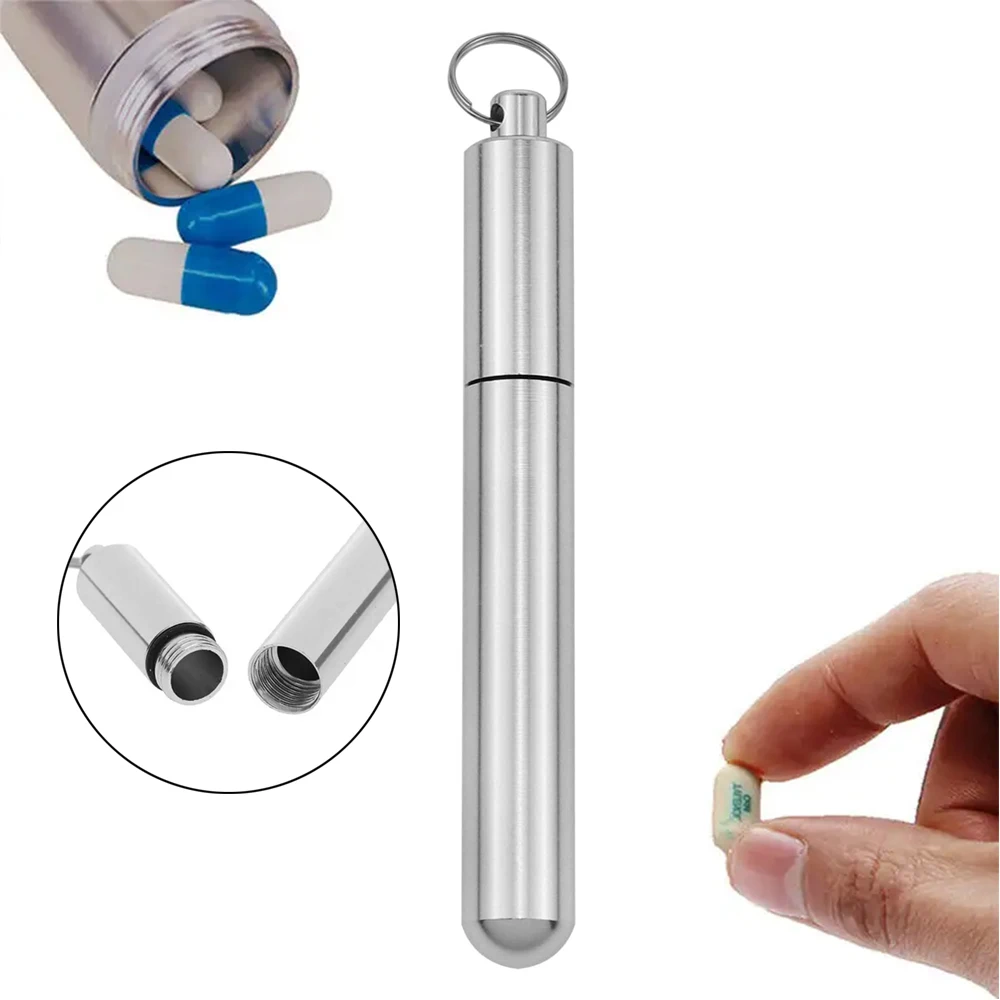 Portable Toothpick Box with Keychain, Metal Toothpick Holder for Outdoor Travel Multi functional toothpick bottle