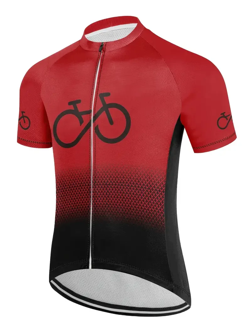 

Men's Zip Up Color Block Cycling Jersey, Quick Dry, Moisture Wicking, Breathable Short Sleeves MTB Mountain Bike Shirt