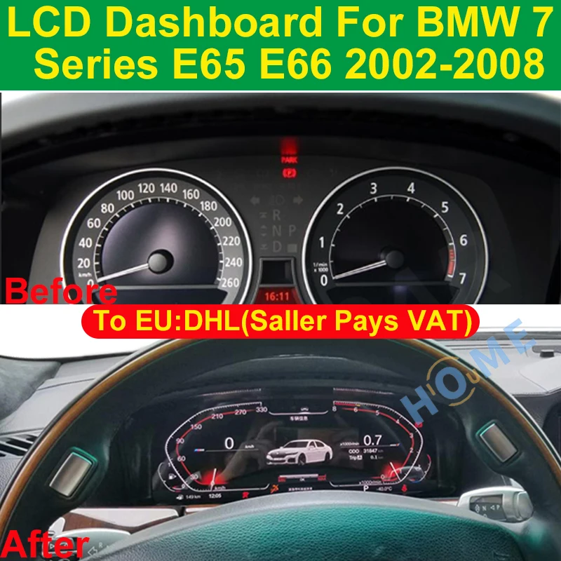 JT 2024 Digital Cluster Virtual Cockpit M Sport For BMW For 7 Series For E65 For E66 2002-2008 Car Multimedia Player Dashboard S