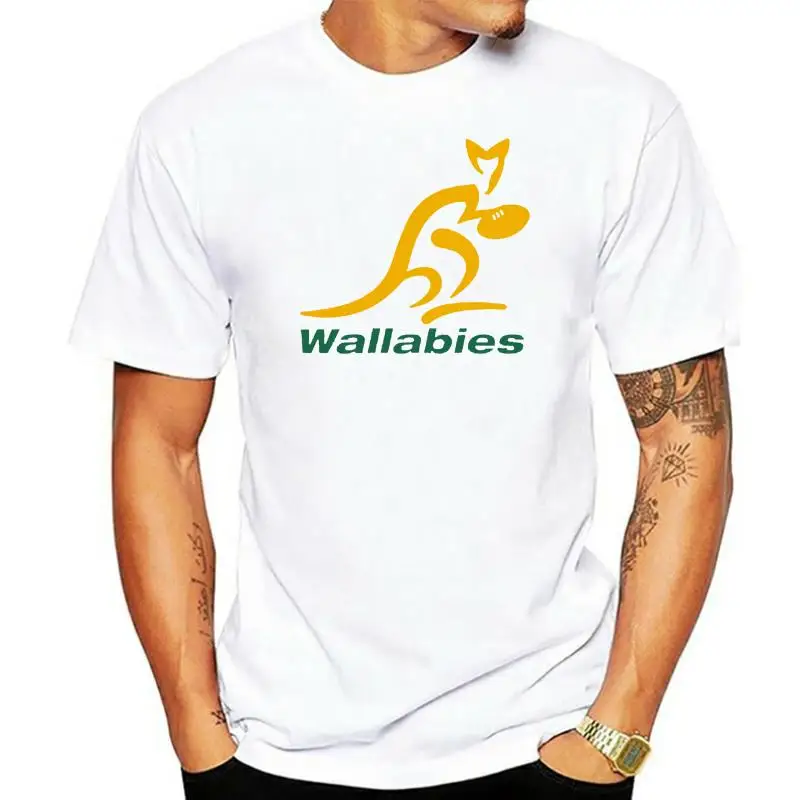 Wallabies Rugby Logo Mens T-Shirt Black Custom Print Tee Shirt